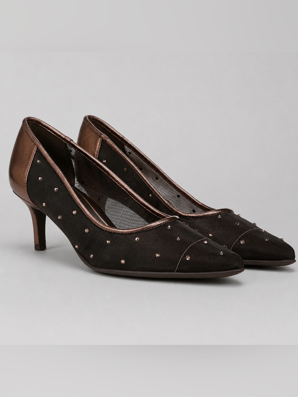 Naturalizer Everly 4 Pump Faux Leather & Mesh Studded Sz 7.5 Chocolate Brown New